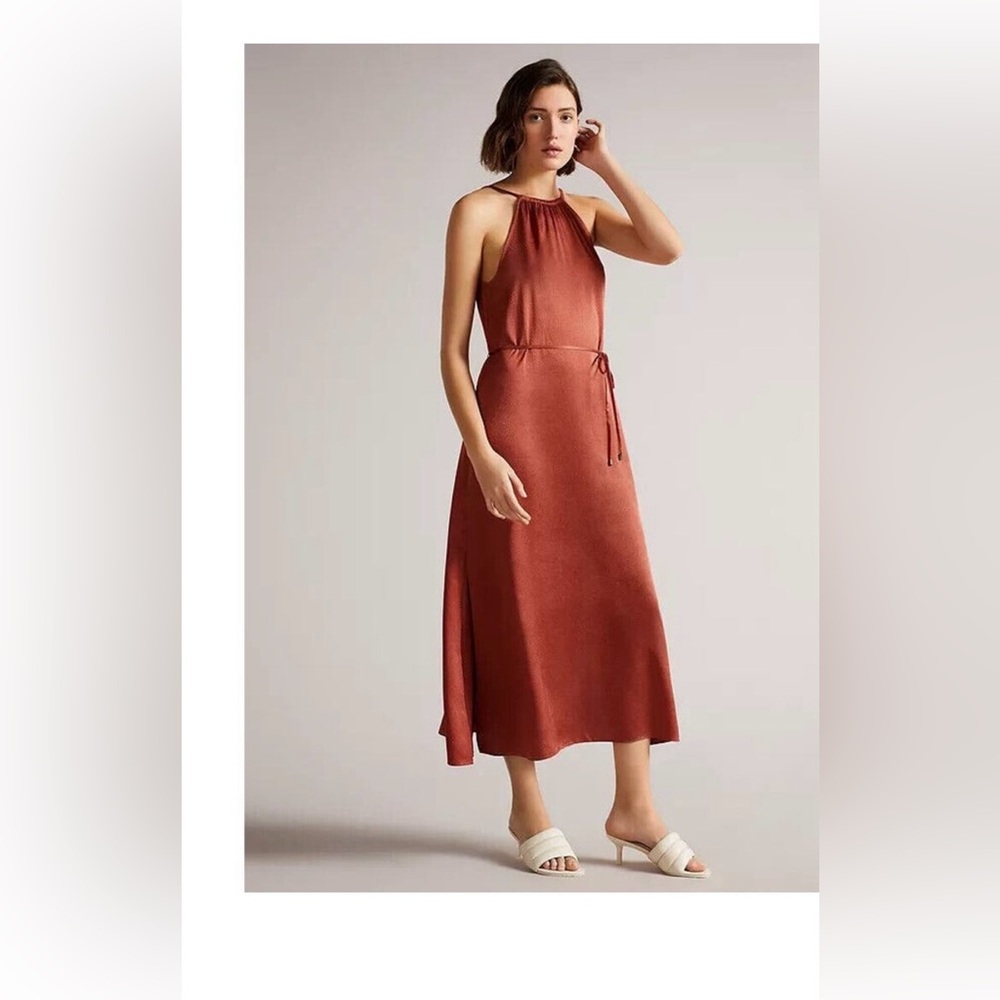 Ted Baker Elegant Rust Halter Dress